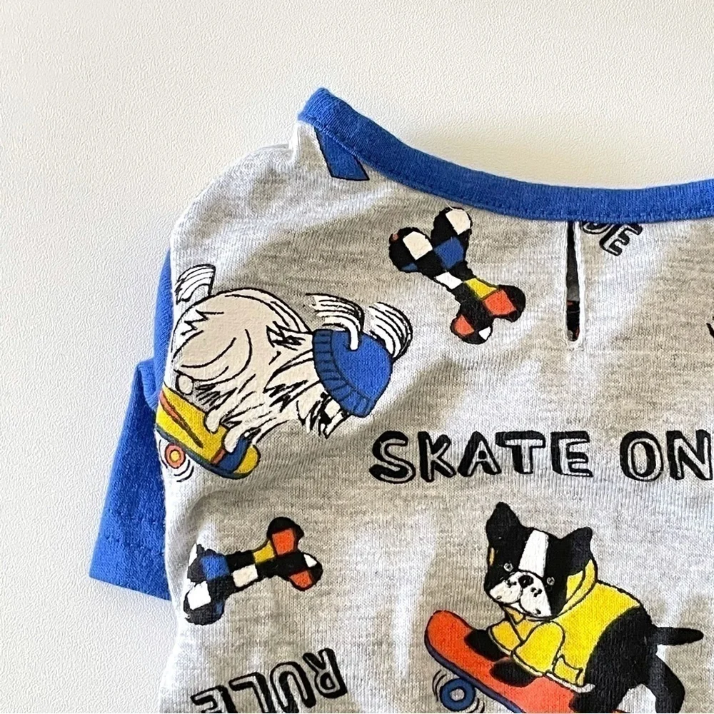 NWT Youly Skater Graphic Dog Pajamas Blue Grey XS